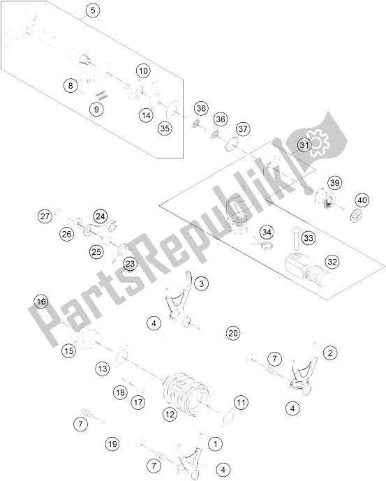 Wszystkie części do Mechanizm Zmiany Biegów KTM 250 EXC Europe 2016