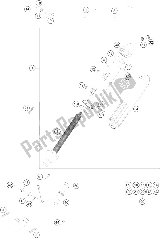Tutte le parti per il Impianto Di Scarico del KTM 500 EXC Europe 2016