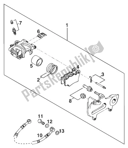 Todas as partes de Pinça De Freio Traseiro Brembo '98 do KTM 125 EXC USA 1998