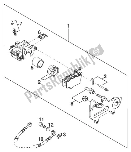 Tutte le parti per il Pinza Freno Posteriore Brembo '98 del KTM 125 SX 98 USA 1998