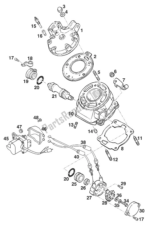 Todas las partes para Culata Euro 125 '96 de KTM 125 LC2 100 Weiss Europe 112673 1997