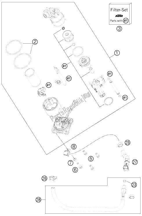All parts for the Fuel Pump of the KTM 1190 RC8 R Black Europe 2012