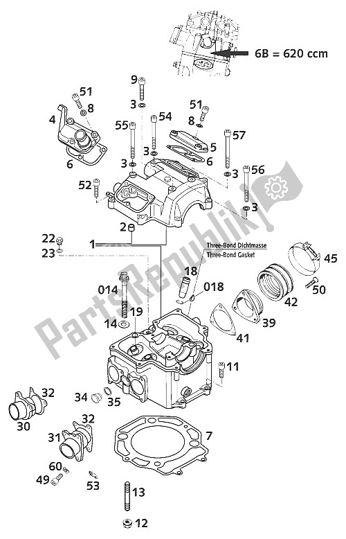 Wszystkie części do G? Owica Cylindra 620 Lc4 2001r KTM 620 SC Europe 2001