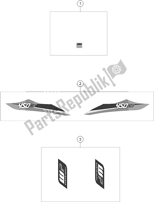 All parts for the Decal of the KTM 450 EXC Europe 2016