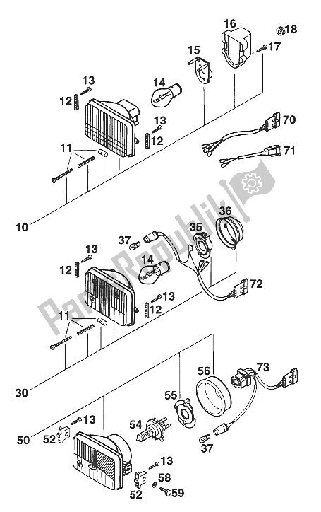 Toutes les pièces pour le Lampe Frontale 125 ? 94 du KTM 125 E XC USA 1994