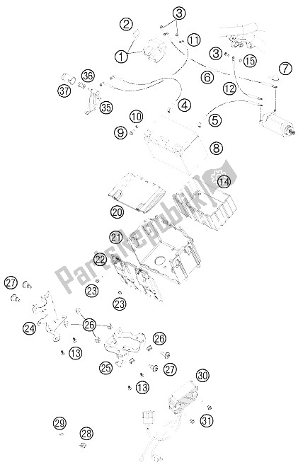 All parts for the Battery of the KTM 990 Adventure Blue ABS 12 Europe 2012