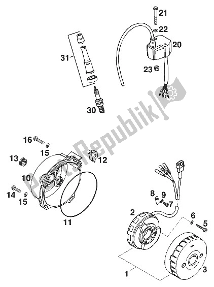 Tutte le parti per il Sistema Di Accensione Lc4'95 del KTM 400 EXC WP Europe 1996