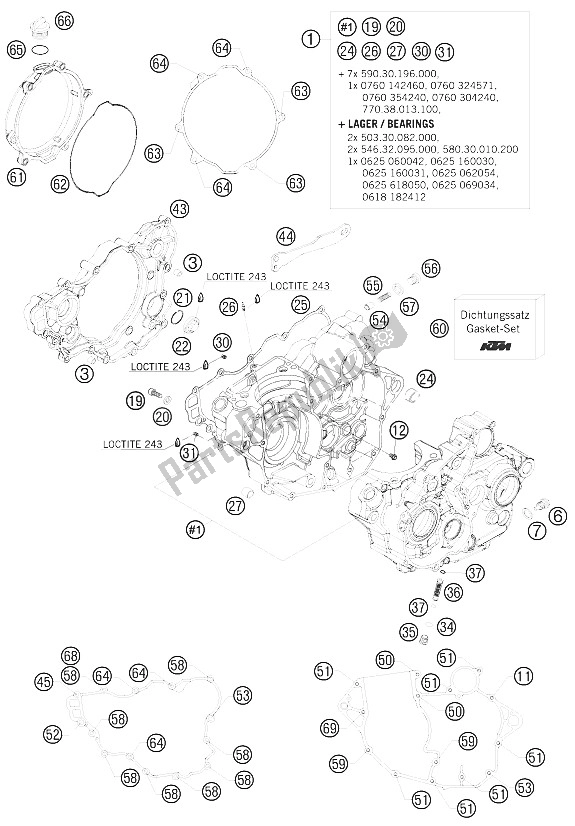 Toutes les pièces pour le Carter Moteur du KTM 250 EXC F Europe 2008