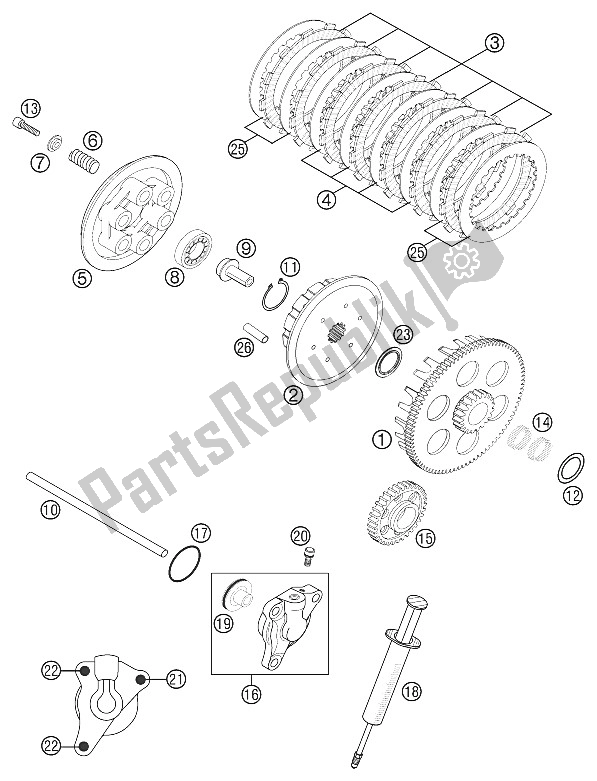 All parts for the Clutch Racing 2002 of the KTM 400 EXC Racing USA 2002