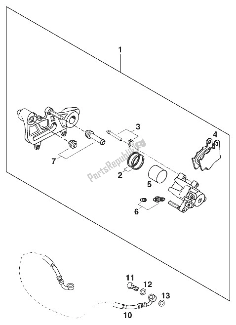 Toutes les pièces pour le étrier De Frein Arrière 125/550 '96 du KTM 620 EGS WP Europe 1996