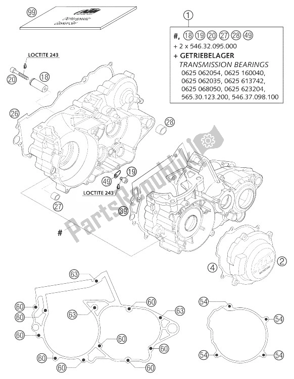 Tutte le parti per il Cofano Motore 250 Sx del KTM 250 SXS Europe 2003