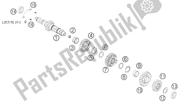 All parts for the Transmission I - Main Shaft of the KTM 450 SMR Europe 2008