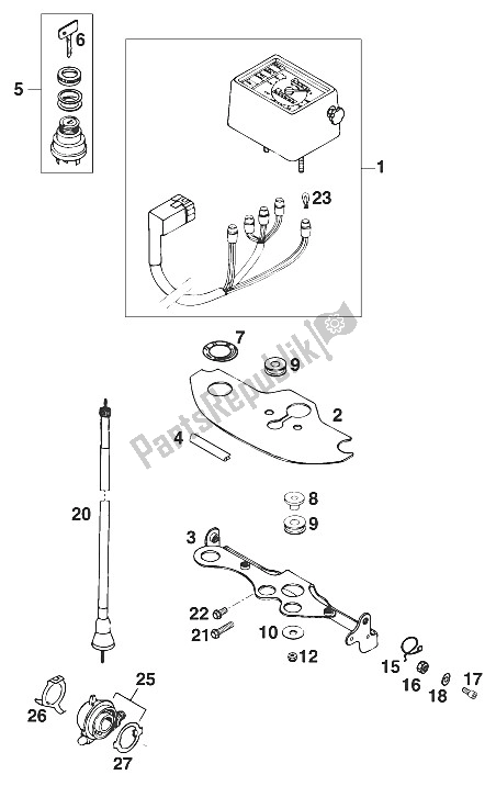 All parts for the Speedometer Egs '97 of the KTM 400 EGS 20 KW 11 LT Orange Europe 1997