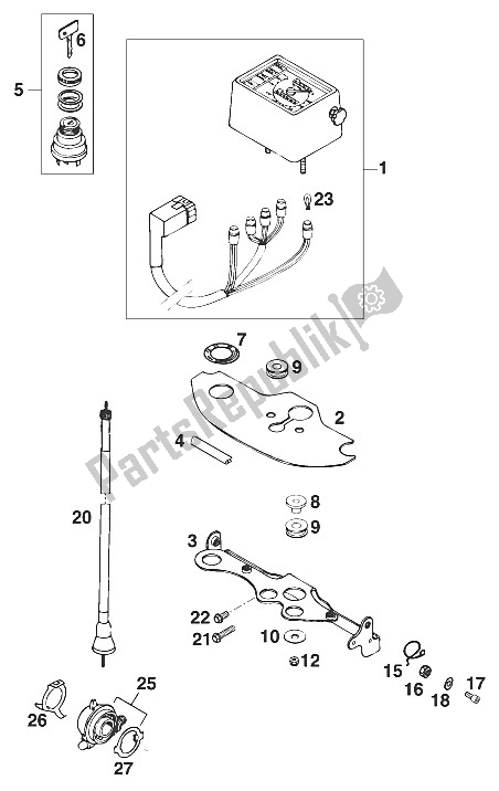 All parts for the Speedometer Egs '97 of the KTM 620 EGS 37 KW 20 LT ROT Europe 1997