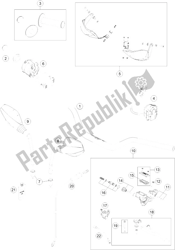 Toutes les pièces pour le Guidon, Commandes du KTM 690 Enduro R ABS Europe 2015