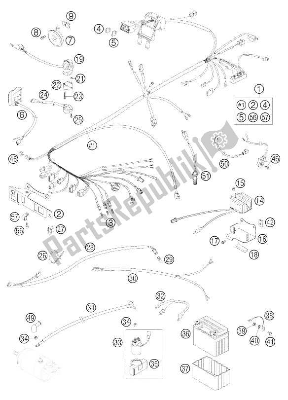 All parts for the Wire Harness 625 Sxc of the KTM 625 SXC Australia United Kingdom 2005