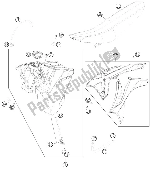 All parts for the Tank, Seat, Cover of the KTM 300 EXC Australia 2014