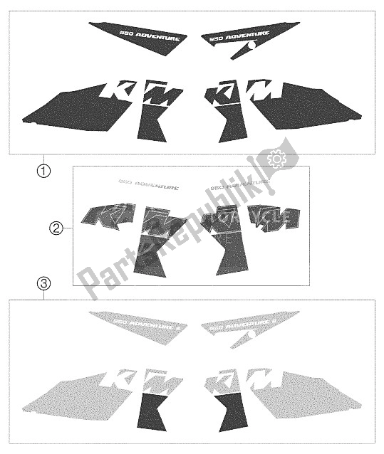 Wszystkie części do Kalkomania 950 Przygoda KTM 950 Adventure Black Europe 2005