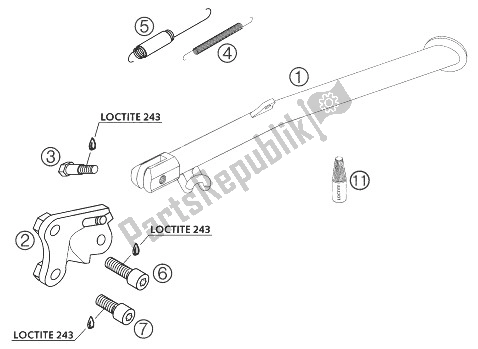 All parts for the Side Stand 640 Duke Ii of the KTM 640 Duke II Orange Europe 2003