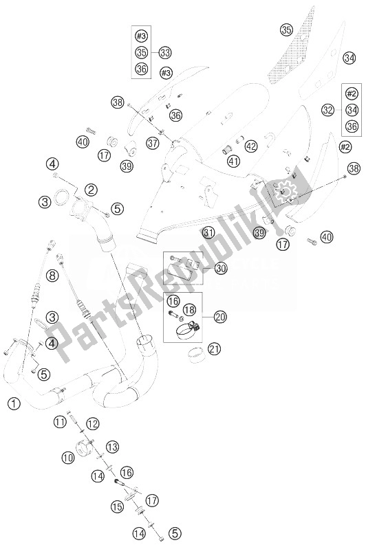 Toutes les pièces pour le Système D'échappement du KTM 990 Super Duke R Australia United Kingdom 2013