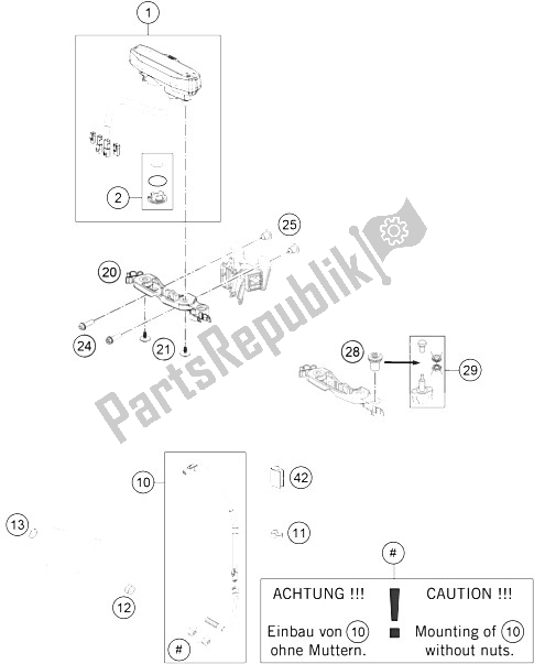 Todas as partes de Instrumentos / Sistema De Bloqueio do KTM 450 XC W USA 2015