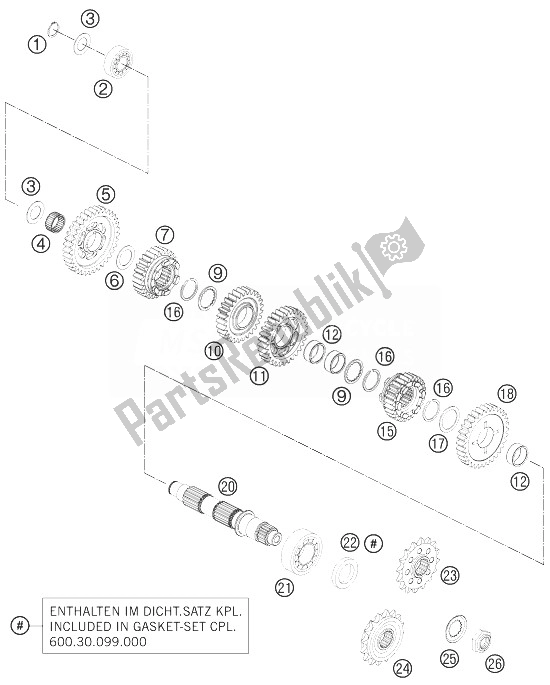 All parts for the Transmission Ii - Countershaft of the KTM 990 Super Duke R Europe 2013