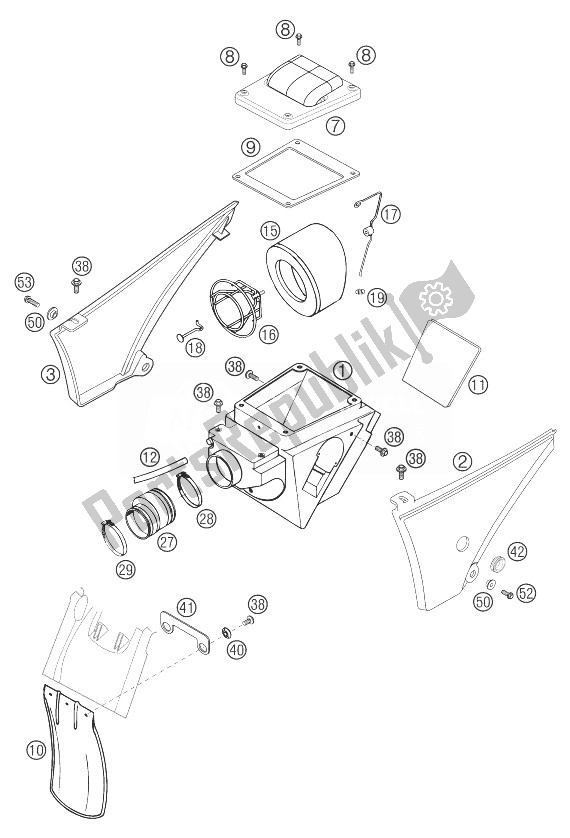 Todas las partes para Caja De Filtro De Aire 640 Duke Ii de KTM 640 Duke II Black Europe 2003