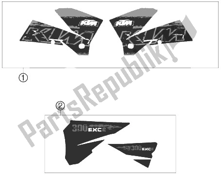 Alle onderdelen voor de Sticker van de KTM 300 EXC E Australia 2007