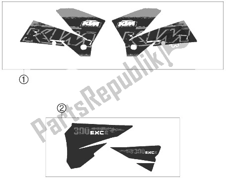 Toutes les pièces pour le Décalque du KTM 300 EXC E Australia 2007