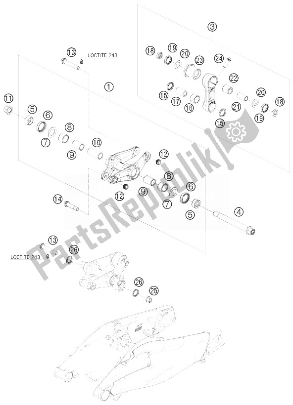 Toutes les pièces pour le Liaison De Levier Pro du KTM 1190 RC8 Orange Japan 2010