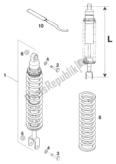 Tutte le parti per il Sospensione Posteriore Paioli 125 Lc2 '98 del KTM 125 LC2 80 Europe 1998