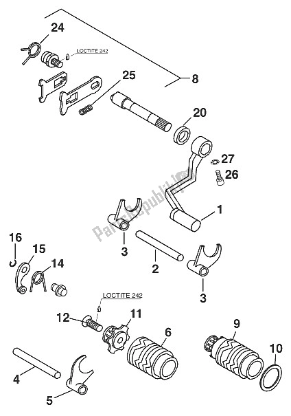 Tutte le parti per il Meccanismo Di Cambio Marce 60/65 Ccm '99 del KTM 65 SX Europe 600115 2001