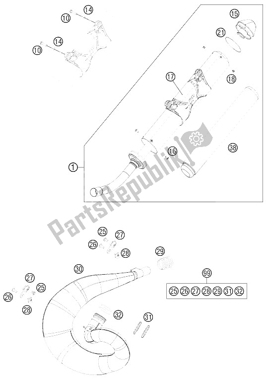 All parts for the Exhaust System of the KTM 300 XC W USA 2011