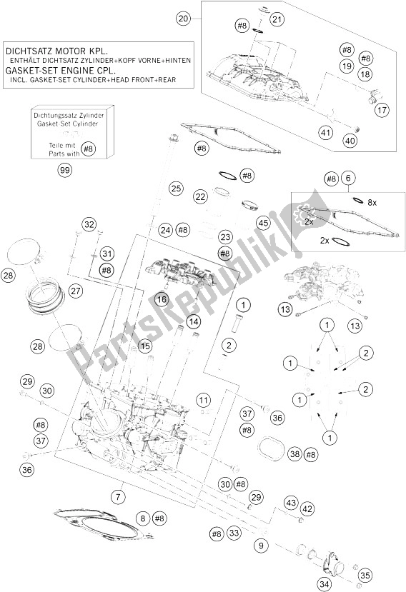 All parts for the Cylinder Head Rear of the KTM 1290 Superduke R S E ABS 16 Australia 2016