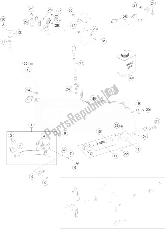 All parts for the Rear Brake Control of the KTM 690 Enduro R ABS Australia 2014