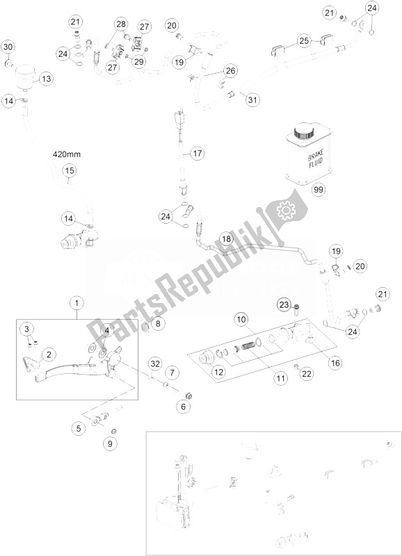 All parts for the Rear Brake Control of the KTM 690 Enduro R ABS USA 2014