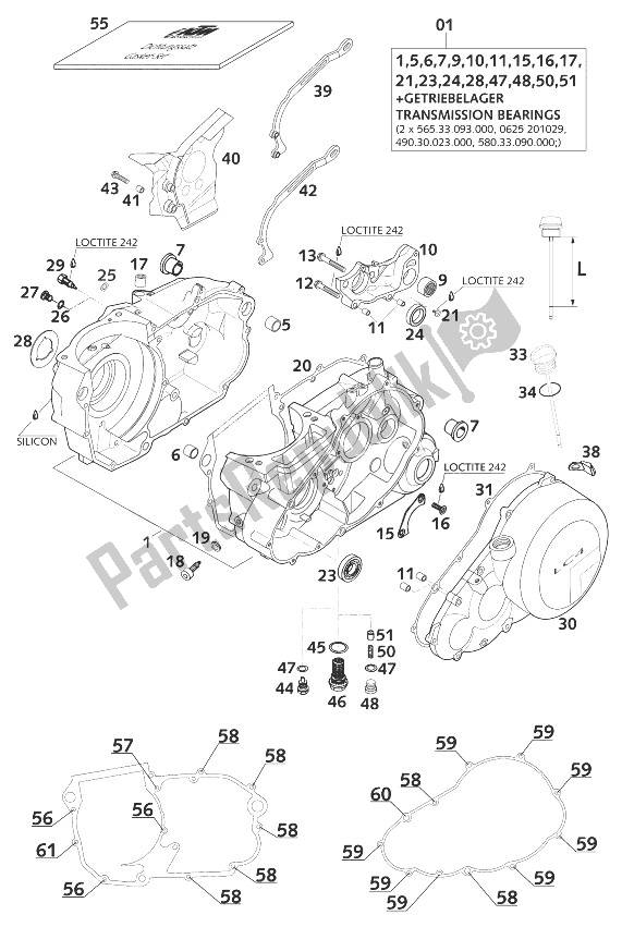 Alle onderdelen voor de Motorhuis 400/640 Lce-e van de KTM 400 LC 4 98 Europe 930386 1998