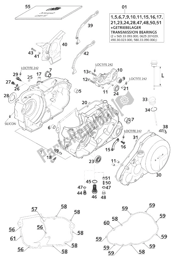 All parts for the Engine Case 400/640 Lce-e of the KTM 400 LC4 R Europe 1999