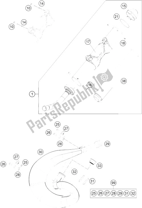 All parts for the Exhaust System of the KTM 300 XC W USA 2015