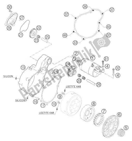 All parts for the Electric Starter 625 Sxc of the KTM 625 SXC Europe 2004