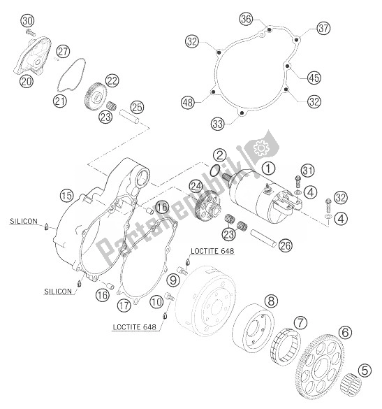 Todas las partes para Arrancador Eléctrico 625 Sxc de KTM 640 Adventure R Australia United Kingdom 2004