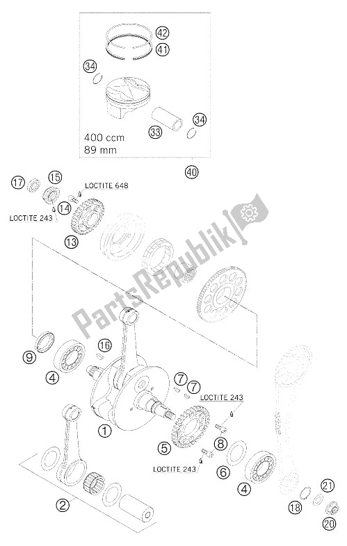 Wszystkie części do Wa? Korbowy, T? Ok 400 Exc KTM 400 EXC G Racing USA 2005