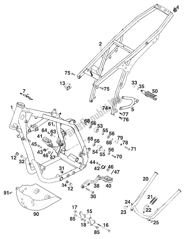 Todas las partes para Marco, Rxc '96 de KTM 620 RXC E USA 1996