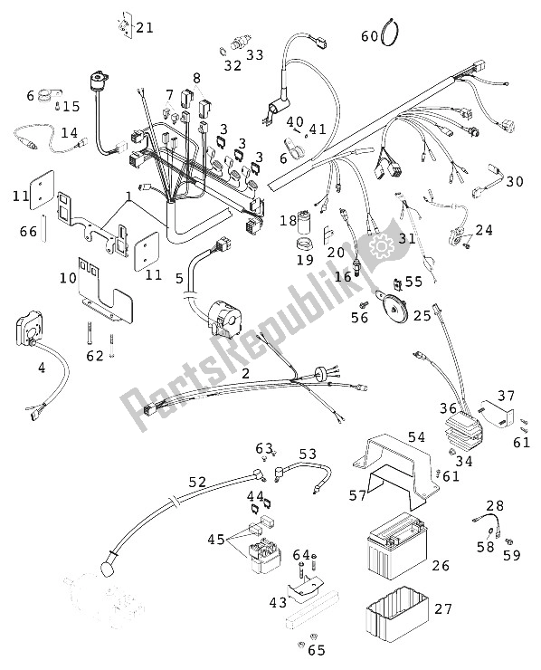 All parts for the Wire Harness Duke 200 of the KTM 640 Duke II Europe 2000