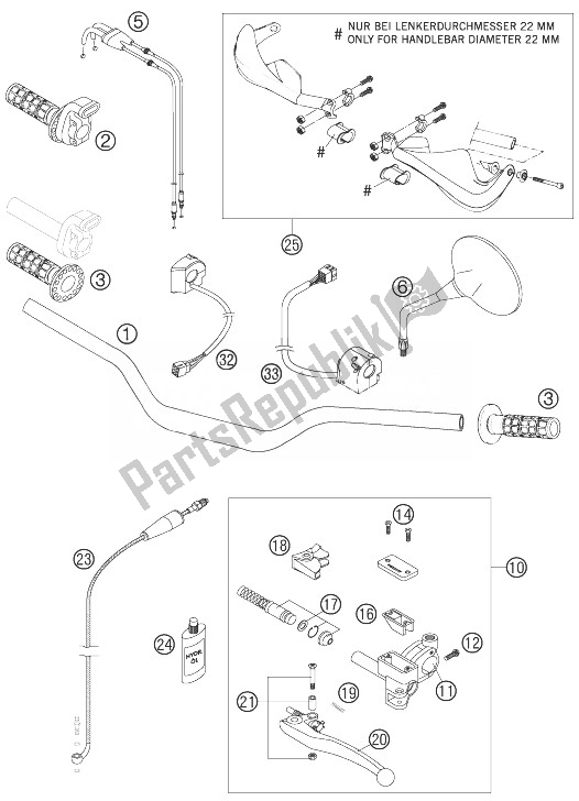 Todas as partes de Guiador, Controles do KTM 990 Adventure S Australia United Kingdom 2007