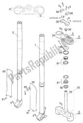 fourche avant - potence de direction wp 125 exe 2000