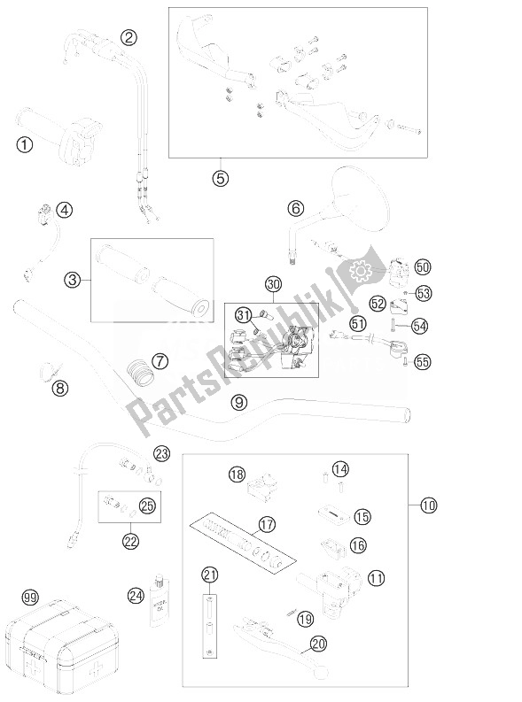 All parts for the Handlebar, Controls of the KTM 450 Rally Factory Replica Europe 2014