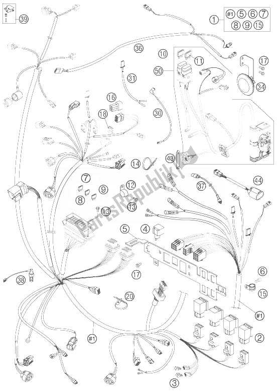 Todas las partes para Arnés De Cableado de KTM 990 Adventure Black ABS 07 Australia United Kingdom 2007