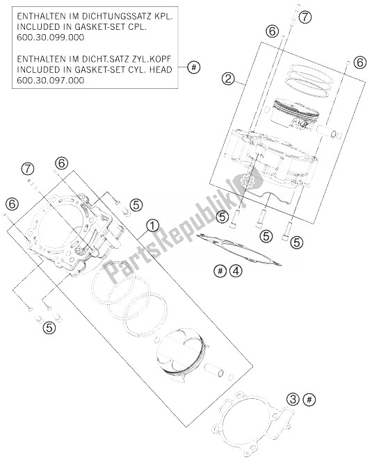 All parts for the Cylinder of the KTM 990 Super Duke R Europe 2013