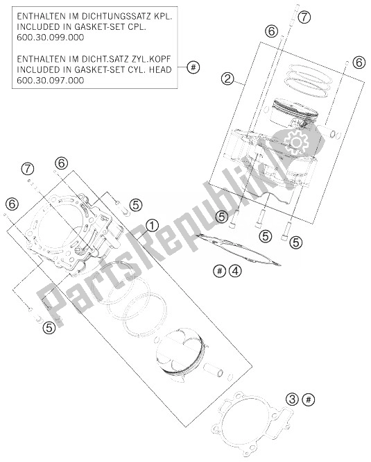 All parts for the Cylinder of the KTM 990 Supermoto T Black ABS Europe 2013